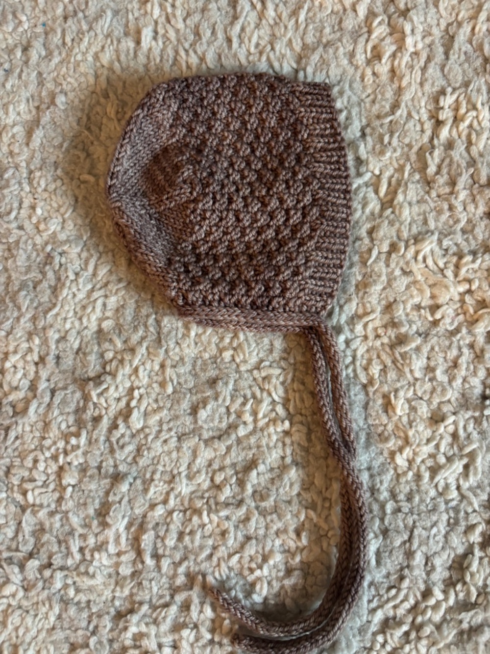 Knit Baby Bonnet Hat Cap Bobble Handknit - Picture 4 of 5